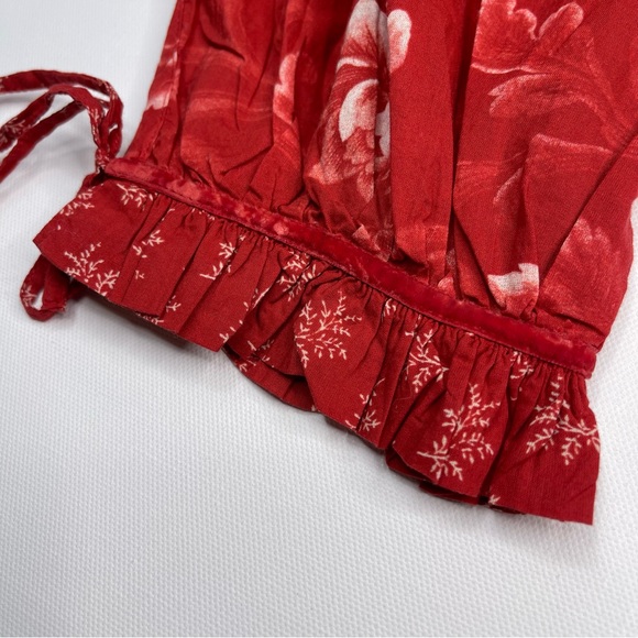 Sundance Top Blouse Janica Floral Red Long Sleeve Boho Prairie Western Cottage - Picture 8 of 16